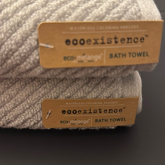 2pc Ecoexistence Eco-Melange Diagonal Stripes Bath Towel Set - Heathergr… - Picture 3 of 5
